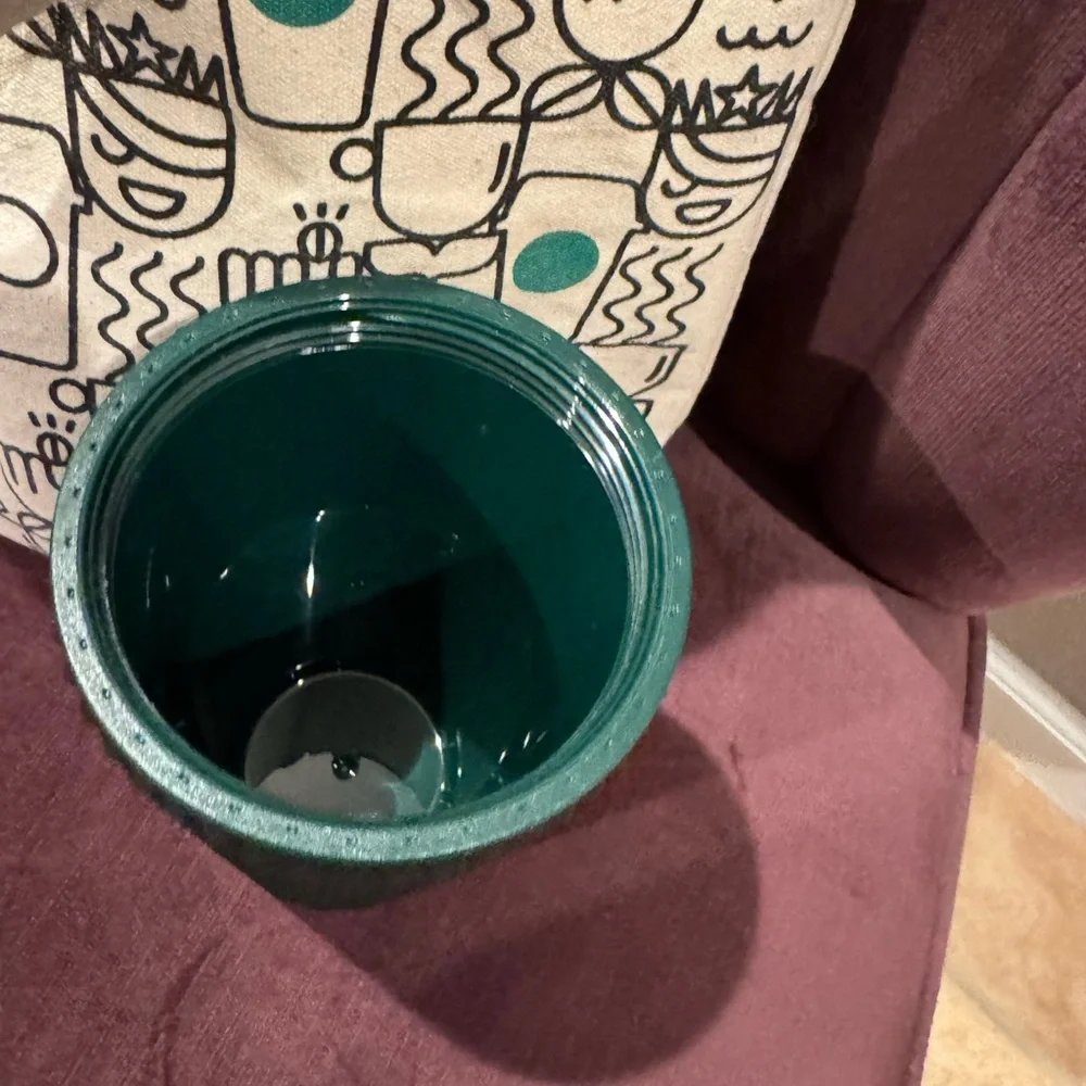 Starbucks Textured Dark Green Tumbler with Straw